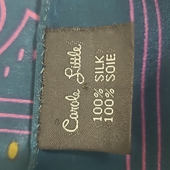 Silk Scarf 30" Square Teal Blue Sunflower Abstract Scrolly Gypsy Bohemian Fairy - Picture 3 of 9